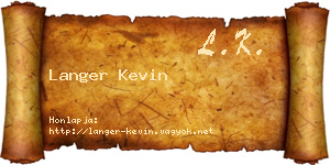 Langer Kevin névjegykártya